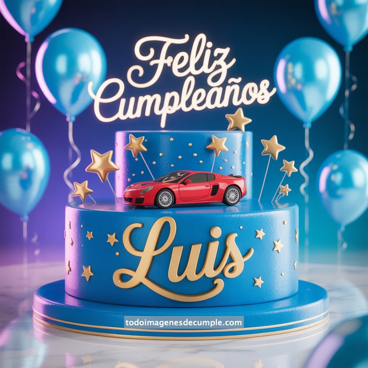 nombres feliz cumpleaños con automovil