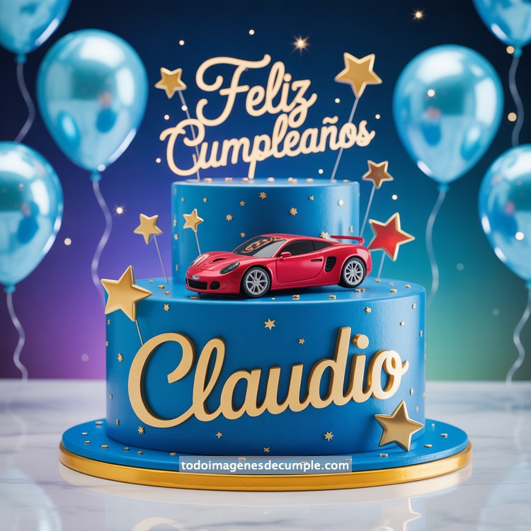 nombres feliz cumpleaños con automovil